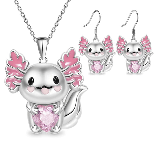 Cat & Axolotl Jewelry Set