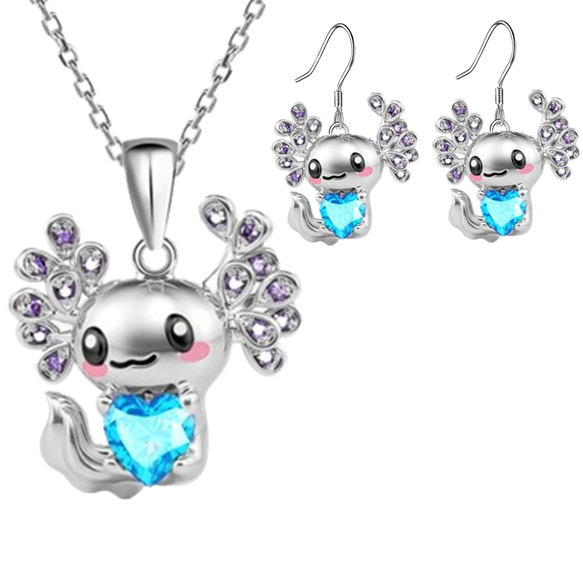 Cat & Axolotl Jewelry Set